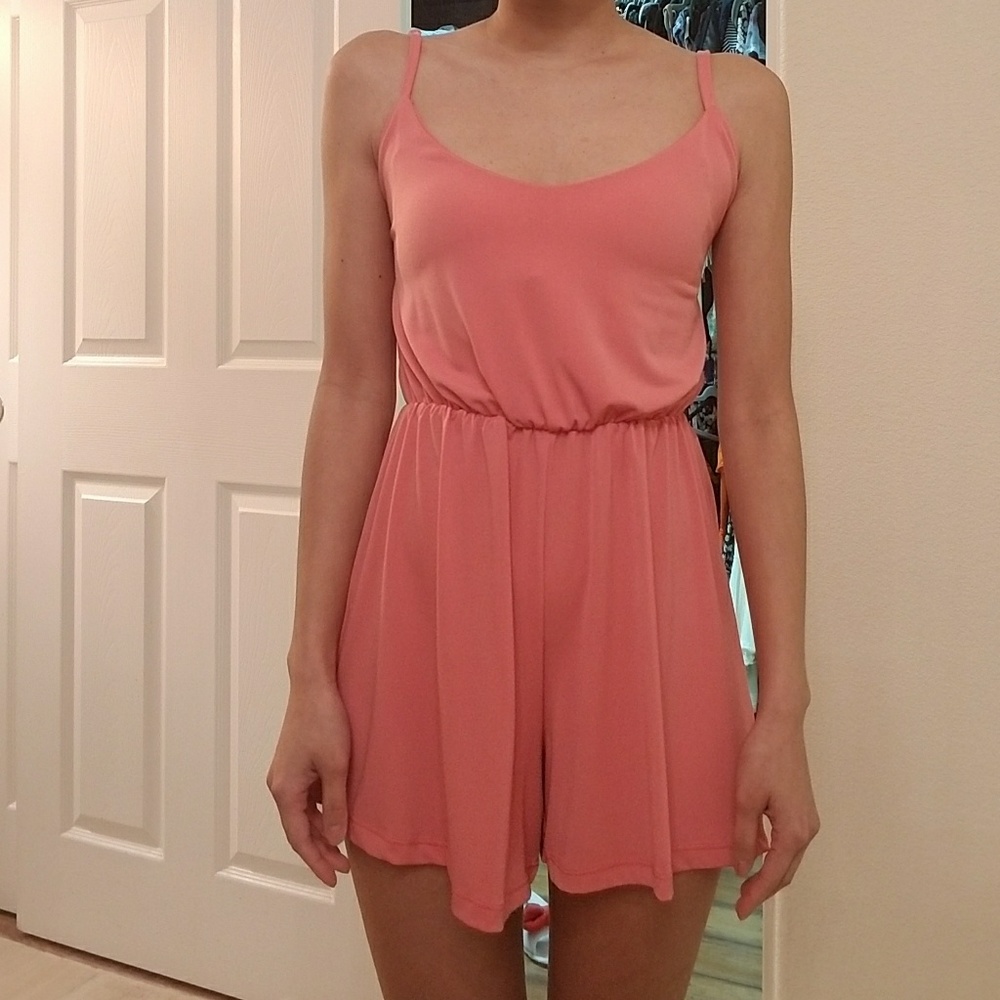 Coral pink romper